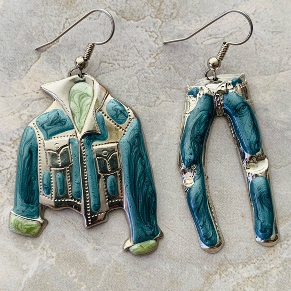 Vintage Jewelry - Vintage Denim Jacket and Jeans Vintage Metal Earrings